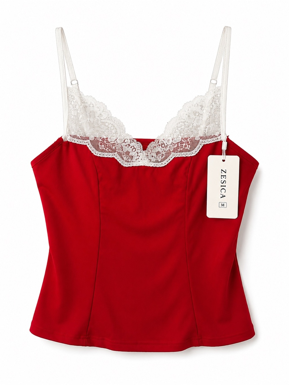 ZESICA NWT Red Lace Trim Camisole Tank Top Size Medium